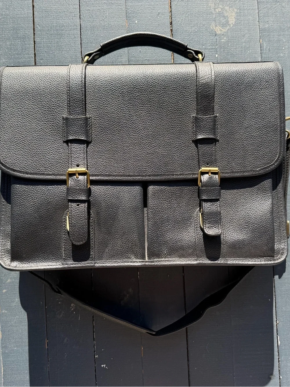 Classic Black Leather Briefcase - Men's Professional Messenger